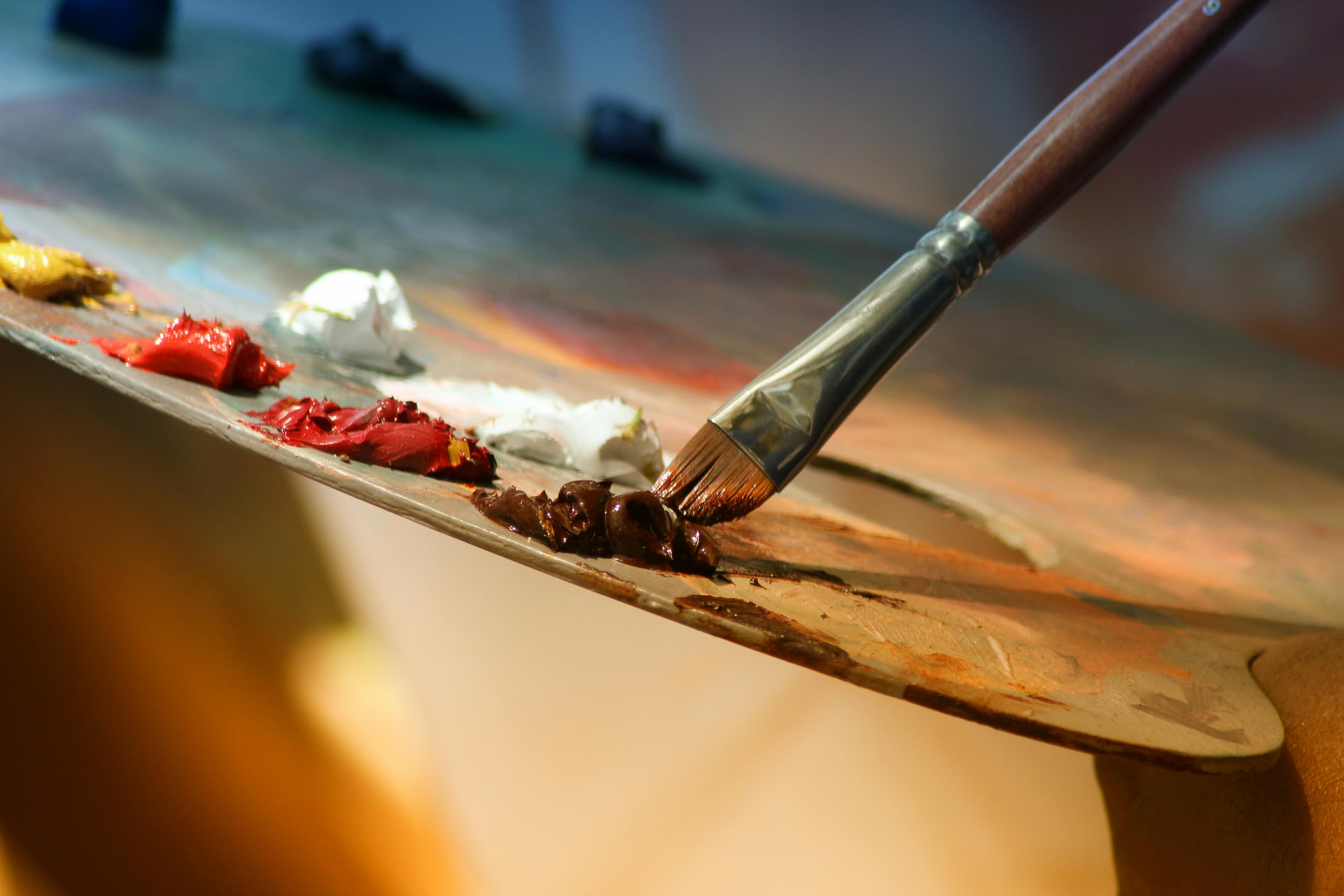 Paint palette with fresh colours