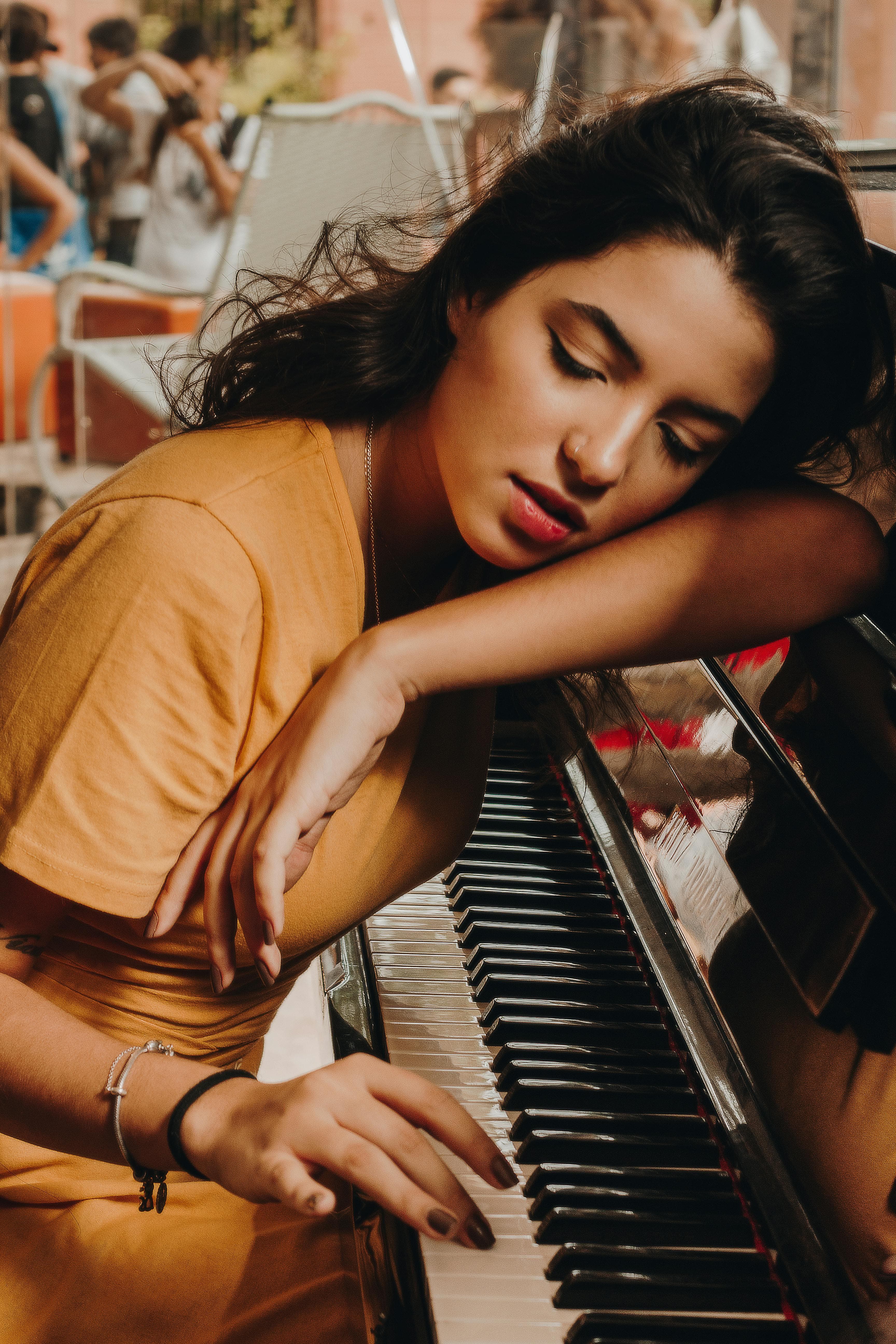 Pianist performing on stage